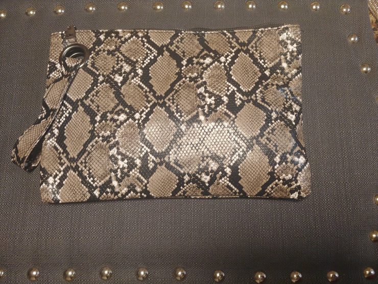 Snake print clutch