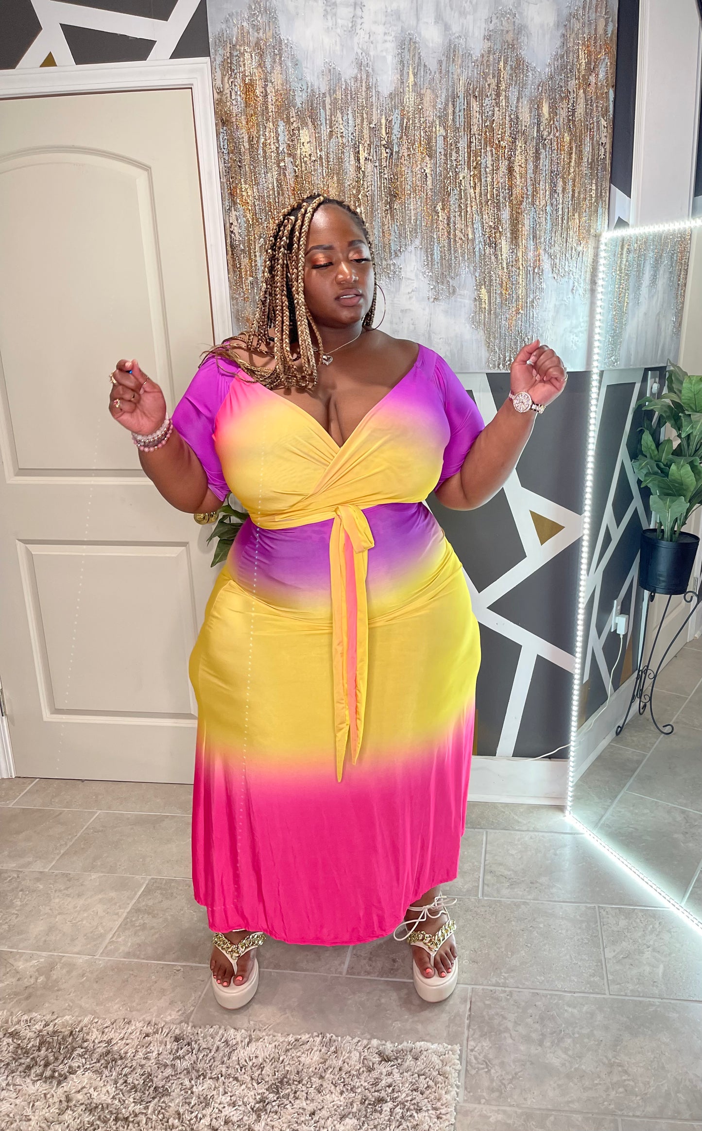 Kiss The Sunset Ombré Dress