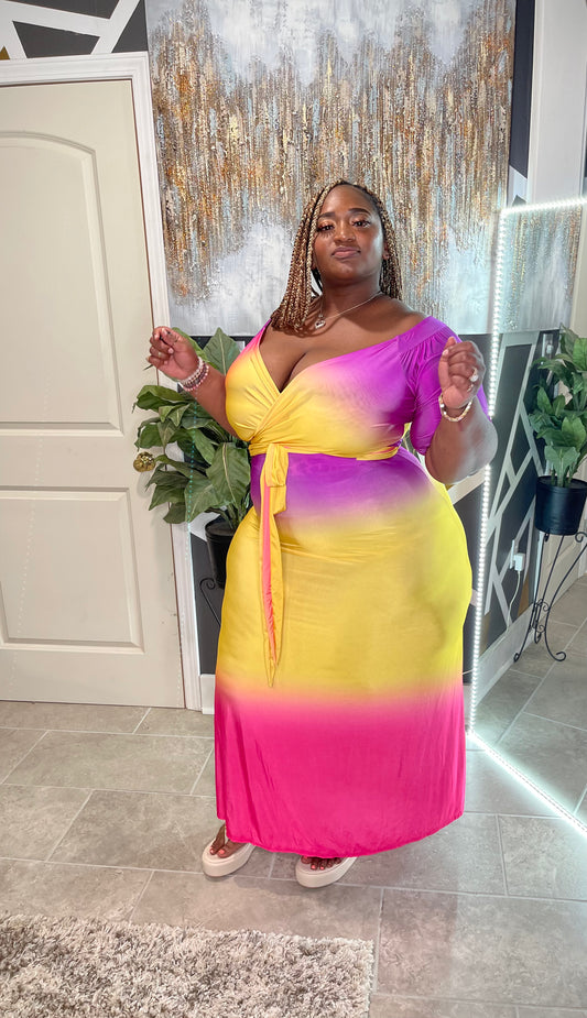 Kiss The Sunset Ombré Dress